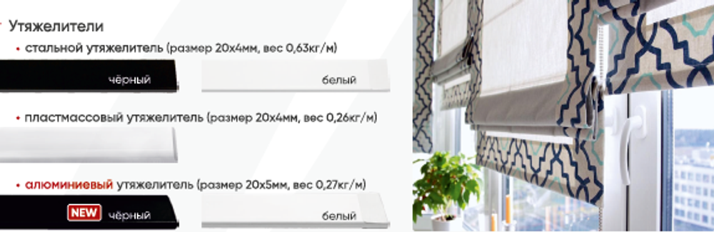 Карниз для римских штор "Компакт-Лип" арт. 807, длина 265 см