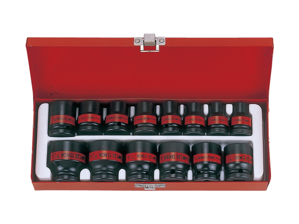 Набор ударных торцевых головок 1/2 шестигранные, 14 предметов king tony 4414sp