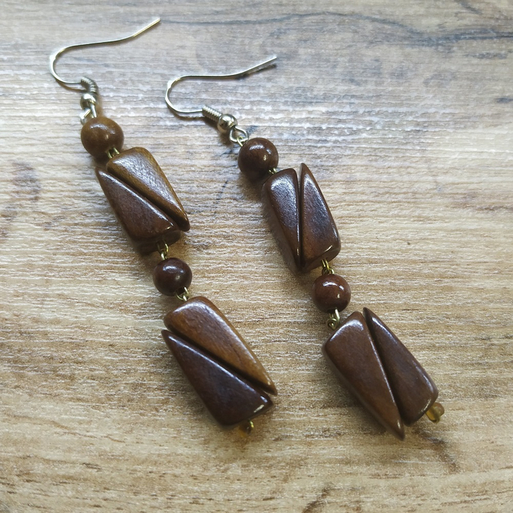 Серьги Клинышки, дерево, цвет темно-коричневый 316871