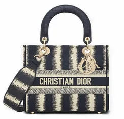 Сумка Dior Lady D-lite, модель среднего формата темно-синий