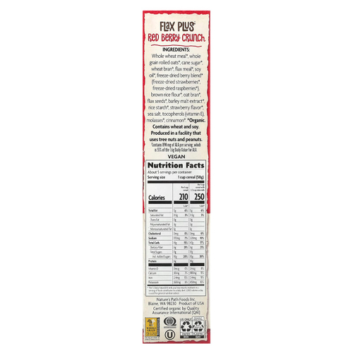 Nature's Path, Organic Flax Plus®, хлопья с красными ягодами, 300 г (10,6 унции)