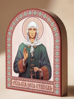 Икона аркой Ксения Петербургская, блж. (поясная) на дереве: 95 х 120 (Синопсисъ)