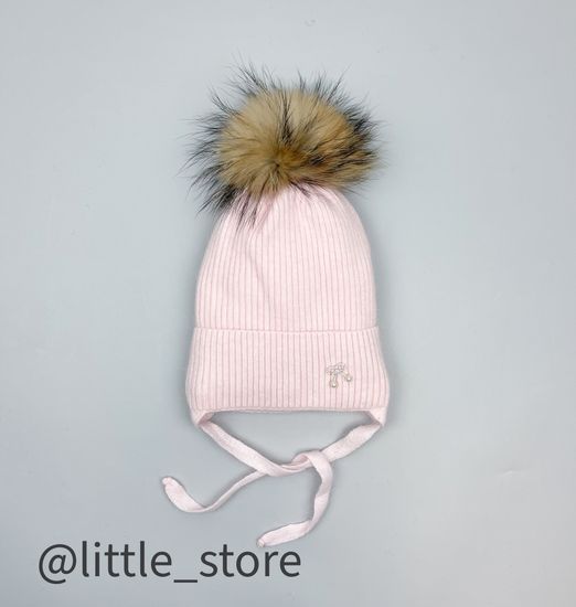 Шапка зимняя "Бантик" Нежно-розовая