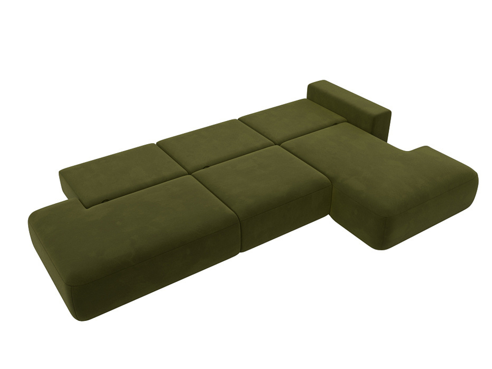 Диван угловой Лига-036 НПБ Модерн Лонг правый угол МИКРОВЕЛЬВЕТ Зеленый