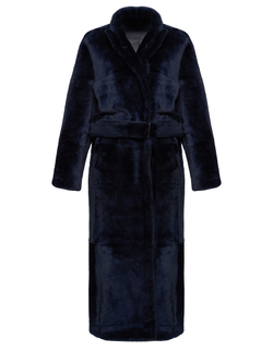 Синяя двусторонняя дубленка из овчины