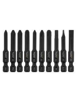 Набор намагниченных бит WURZ 50мм (PH, PZ, SL, Hex) 10 предметов