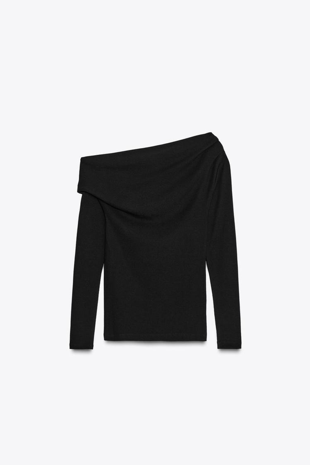 ZARA МЯГКАЯ АСИММЕТРИЧНАЯ ФУТБОЛКА, ЧЕРНЫЙ