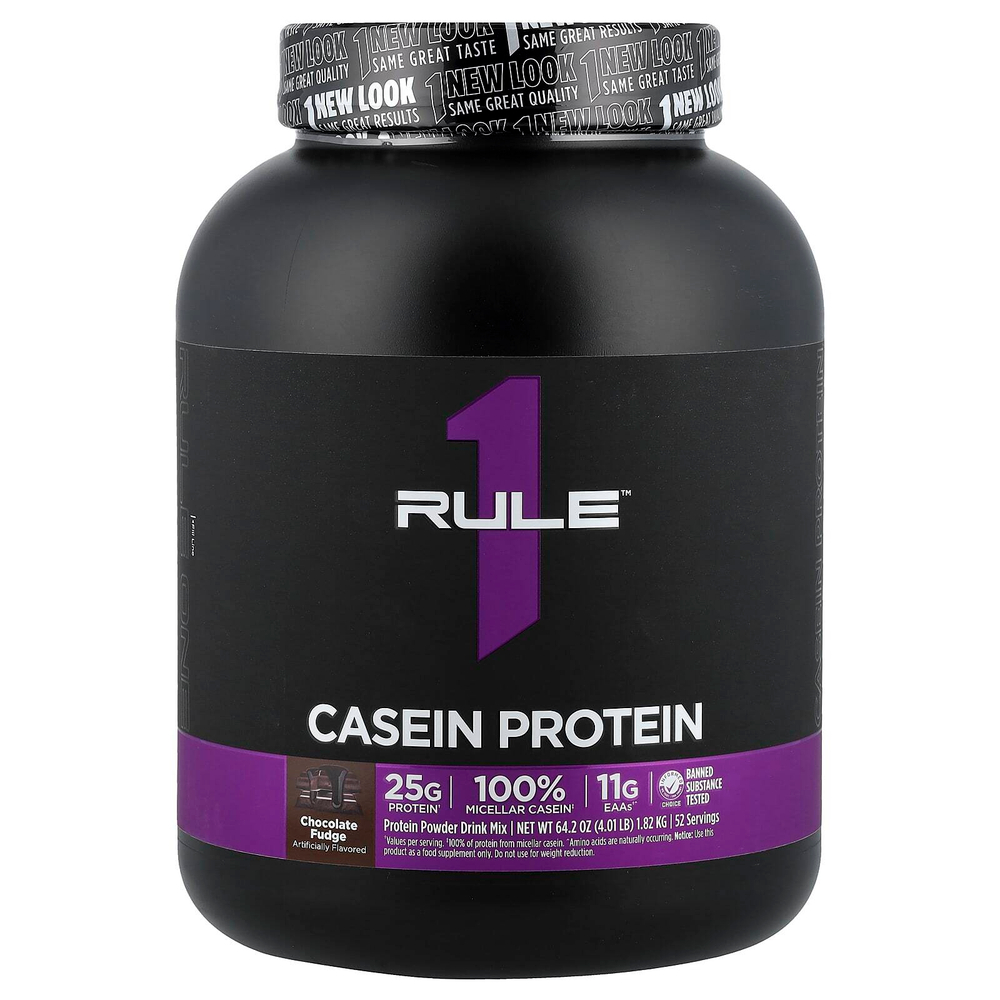 Rule One Proteins, R1 Casein, протеиновая смесь для приготовления напитка, со вкусом шоколадной помадки, 1,82 кг (4,01 фунта)