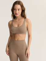 Бесшовные легинсы с высокой посадкой в рубчик