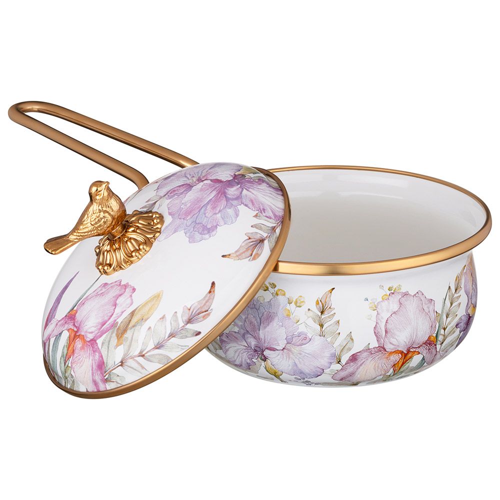 КОВШ LEFARD ЭМАЛИРОВАННЫЙ, СЕРИЯ IRISES 14СМ/0,9Л D=14 СМ ДЛИНА=31СМ ПОДХОДИТ ДЛЯ ИНДУКЦИОН