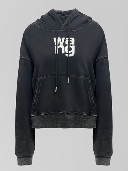 Толстовка Original Design 23508.5 укороченная с капюшоном и карманом кенгуру с надписями спереди