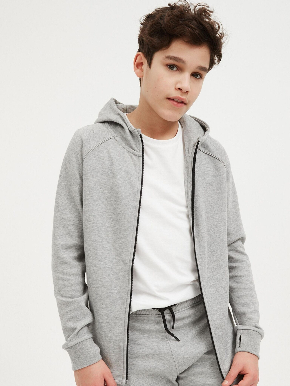Толстовка с капюшоном на молнии для мальчика Next 916-235, Серый