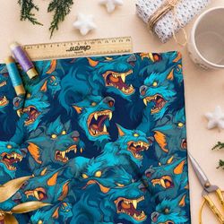 Ткань премиум шифон ночные волки