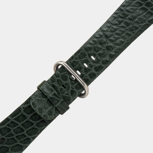 Ремешок для Apple Watch 44/45/46 mm из кожи аллигатора, зеленого цвета