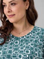 Лонгслив ЛНкл-081/изумруд-квадратбелый