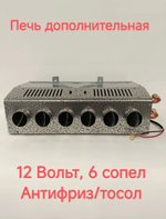 Печка (12 вольт, 6 секции) доп. прогрева салона 6/0 - 6 отверстия (6 СЕКЦИИ печь отопитель )