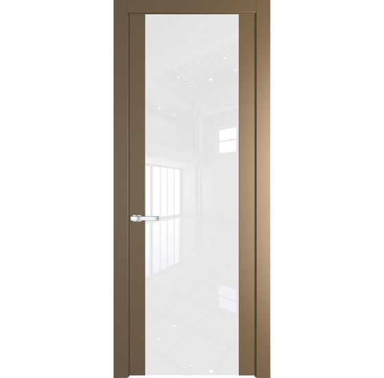 Межкомнатная дверь эмаль Profil Doors 1.7P перламутр золото стекло лак классик