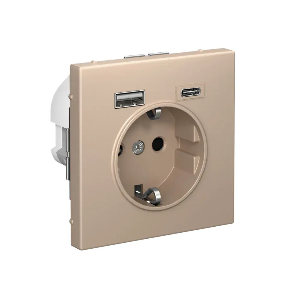 ARTGALLERY РОЗЕТКА 16А с 2 USB A+C, 5В/2,4А/3,0А, 2х5В/1,5А, механизм, ПЕСОЧНЫЙ