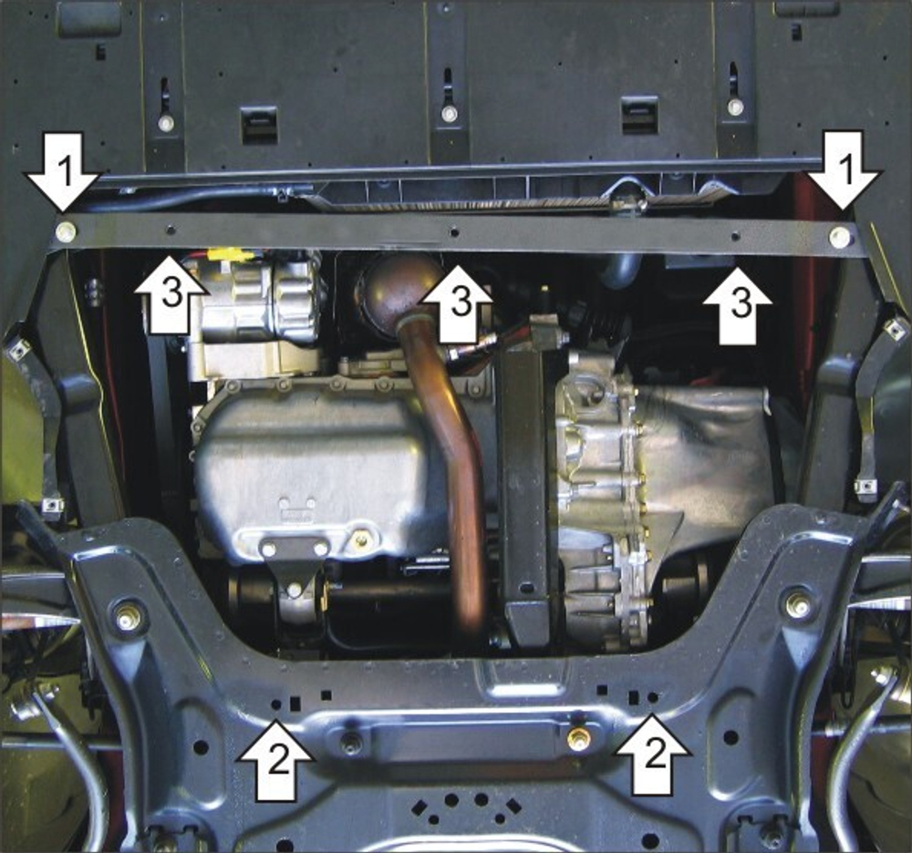Защита картера Двигателя, КПП. 2 мм, Сталь. для Citroen C4 2004-2008 MOTODOR.00407
