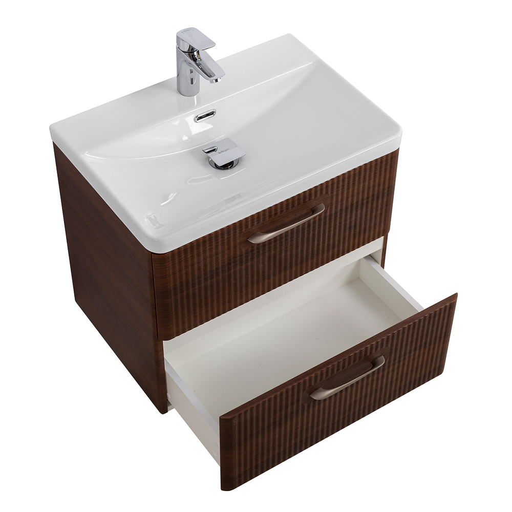 Подвесная тумба с раковиной Belbagno DUE 50 см Noce DUE-500-2C-SO-NOCE-P + BB-8076-3-50