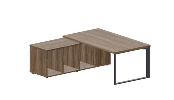 Стол Fortum на опорной сервисной тумбе (левый) 180(+0/15/30)х180х74см