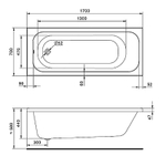 Ванна акриловая Santek Ламма 170х70 пристенная (1.WH50.1.747)