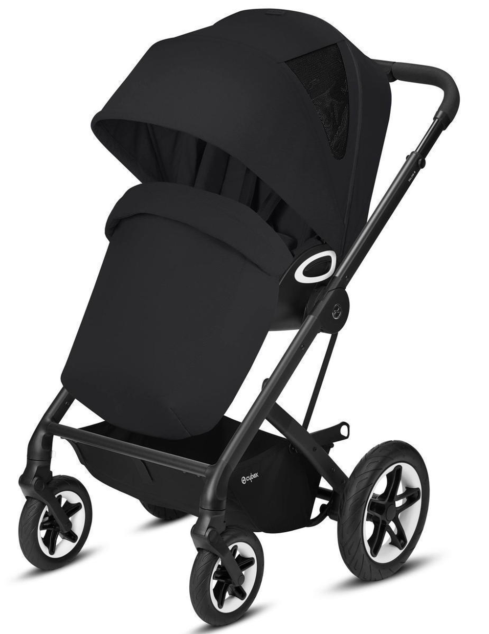 Коляска Cybex Talos S Lux BLK complete Aton S2 Ocean Blue 3 в 1 Moon Black с дождевиками