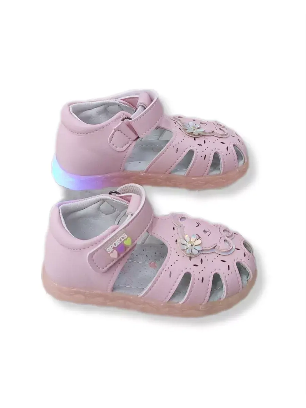 Мягкие сандалии для девочки праздничные светящиеся