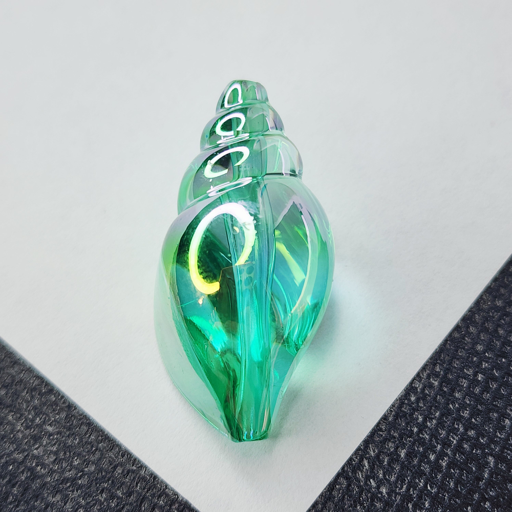 Бусина ракушка, акрил, бирюзовая, голубая, морская раковина, р-р 38×21мм