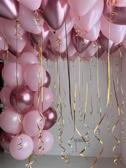 Воздушные шары розовые (фонтан из 20шт, под потолок 40шт) №2616