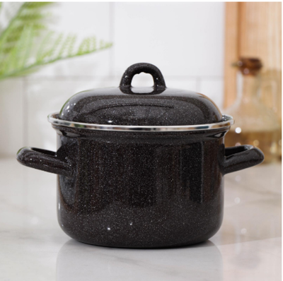 Кастрюля эмалированная, 1,5 л, d=15 см, индукция, цвет чёрный