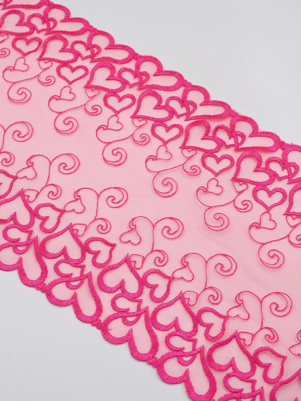 Вышивка на сетке малиновая фуксия неэластичная ширина 25 см