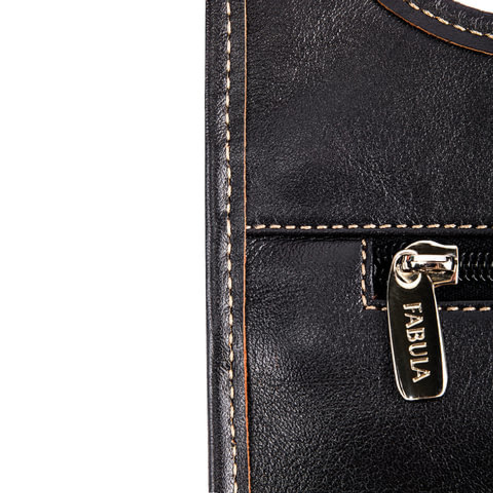 Сумка молодежная FABULA "Kansas", натуральная кожа, отстрочка, молния, 230x310x40 мм, черная, S.15.TX