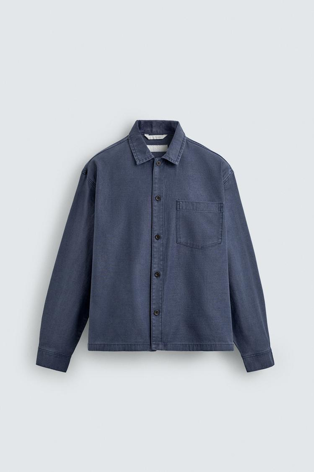 ZARA ДЖИНСОВАЯ РУБАШКА BOXY FIT, ВЫЦВЕТШИЙ СИНИЙ