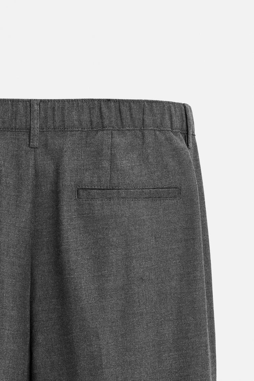 ZARA БРЮКИ ИЗ ФЛАНЕЛИ СО СКЛАДКАМИ, СЕРЫЙ