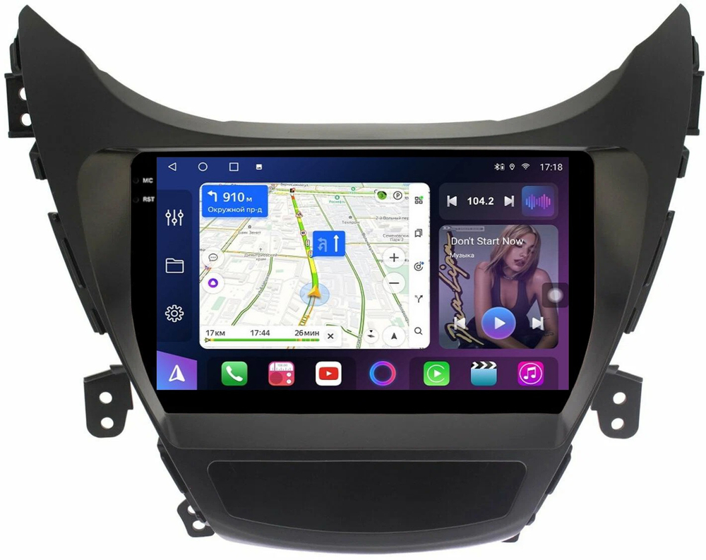 Магнитола для Hyundai Elantra 5 MD 2011-2013 - FarCar 360M монитор 9.5" QLED на Android 14, TS18, CarPlay, 4G SIM-слот