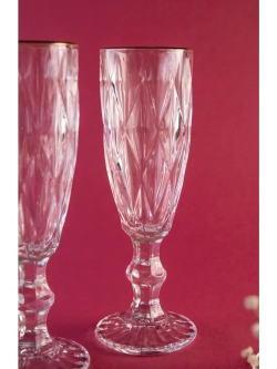 Бокалы для шампанского, 175 мл. 6шт, с золотой каймой