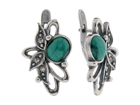 "Арагау" серьги в серебряном покрытии из коллекции "Самоцветы" от Jenavi с английским замком