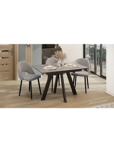 Стол кухонный Черный муар мрамор 120(160)х80х76 см