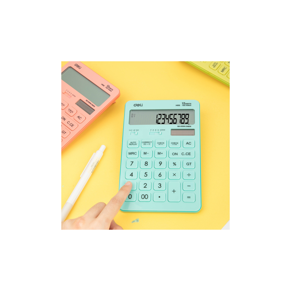 Калькулятор Deli 12 раз. Touch голубой EM01531