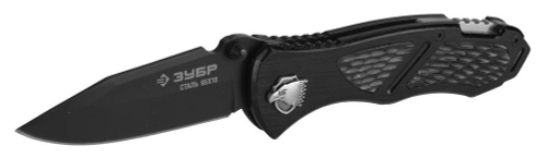 Нож ЗУБР ″ПРЕМИУМ″ МЕТЕОР складной, механизм ускоренного открытия, металлическая рукоятка, 200мм/лезвие 82мм