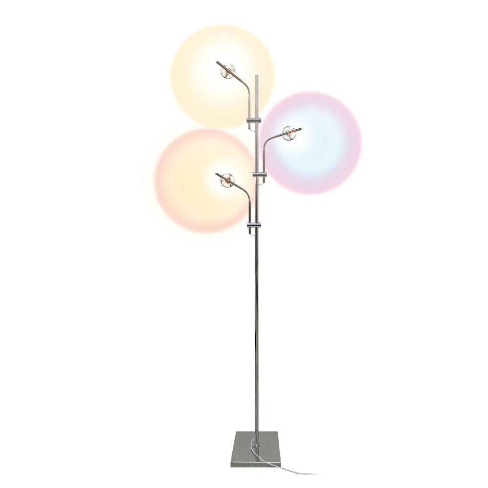 ULM-T641 3x2W-3000K CHROME MULTICOLOR Торшер напольный светодиодный. c регулировкой наклона. с линзами. Сменные светофильтры в-к. Механический выключатель. Металл. Хром. ТМ Uniel