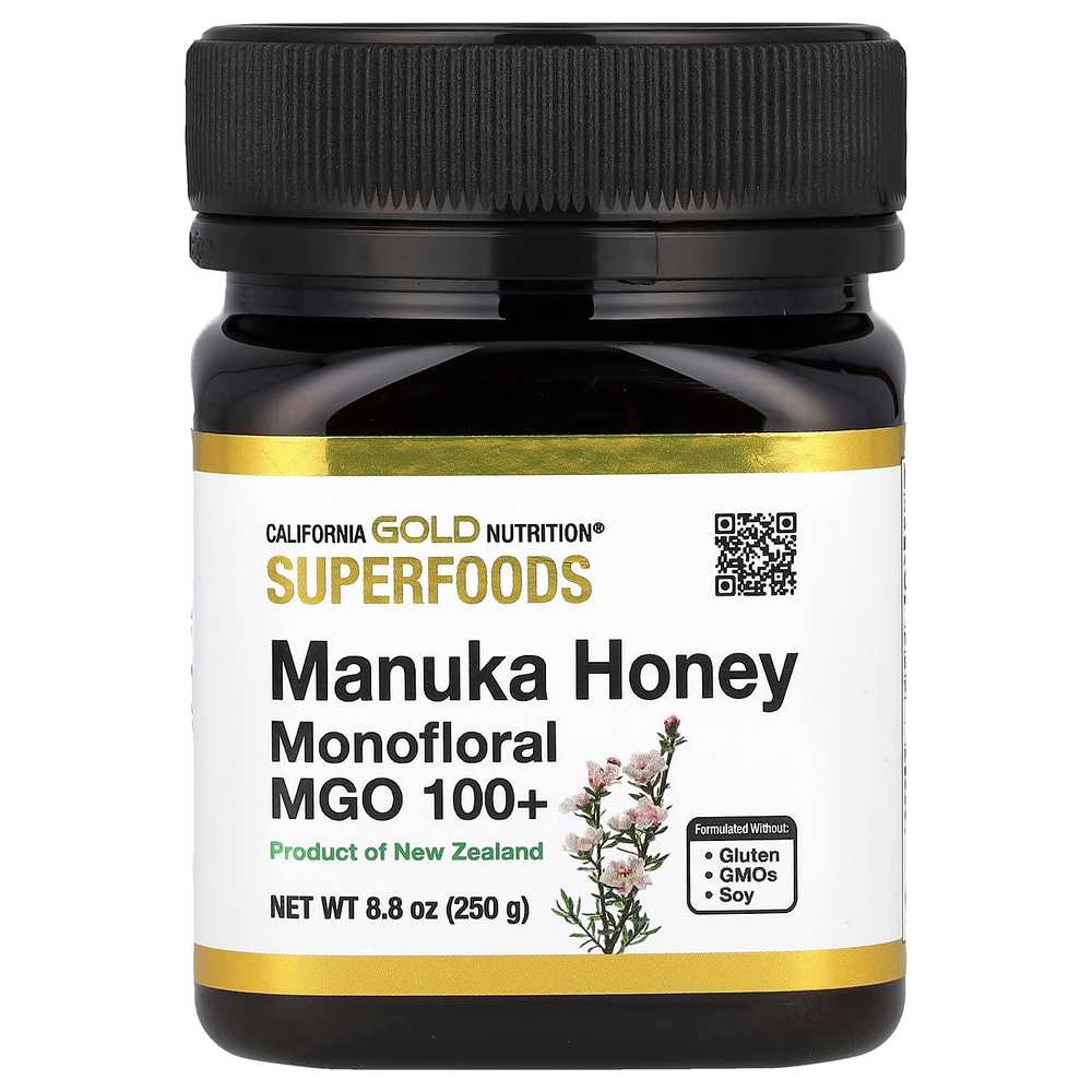 California Gold Nutrition, SUPERFOODS, монофлорный мед манука, MGO 100+, 250 г (8,8 унции)