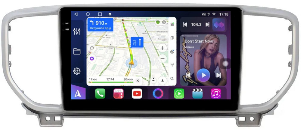 Магнитола для KIA Sportage 4 2018-2021 - FarCar 1143M монитор 9.5" QLED на Android 14, TS18, CarPlay, 4G SIM-слот