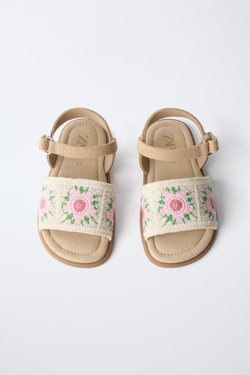 ZARA САНДАЛИИ-БОСОНОЖКИ КРЮЧКОМ, РАЗНОЦВЕТНЫЙ