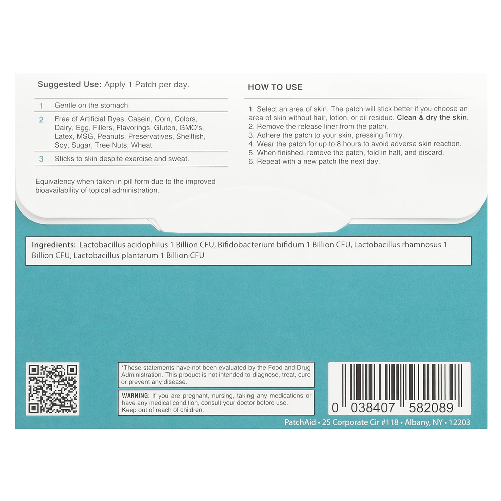 PatchAid, Пробиотические патчи, 30 шт.