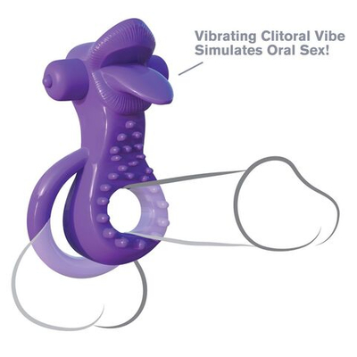 Эрекционное кольцо на пенис и мошонку Lovely Licks Couples Ring (Цвет: фиолетовый)