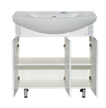 Тумба MISTY Престиж - 80  прямая белая серебряная патина c умывальником