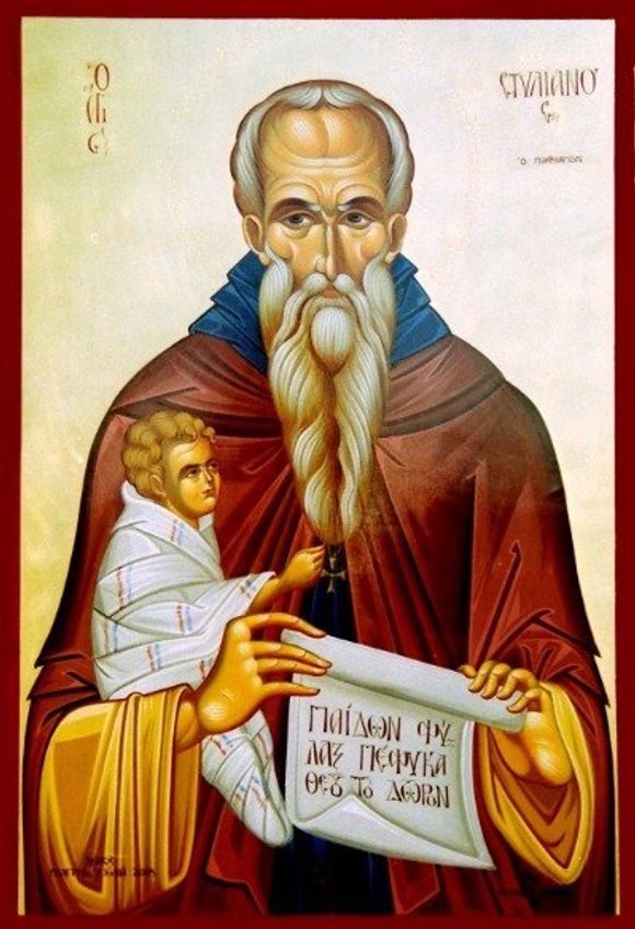 Стилиан Пафлагонский (рукописная икона)