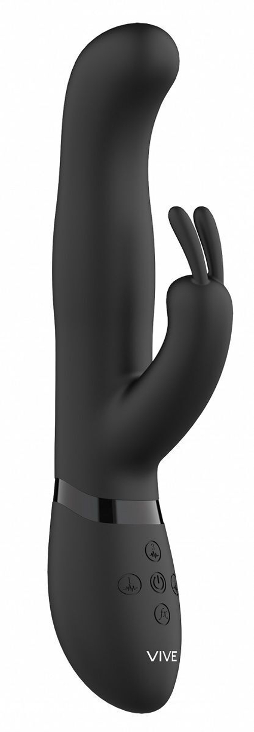 Черный вибромассажер-кролик Izara - 22 см.